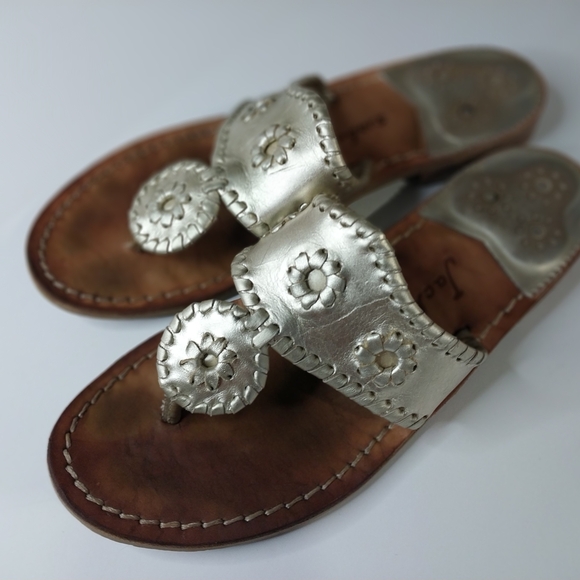 Jack Rogers Shoes - Jack Rojers 1960 Women's Silver Leather Sandals Size 7